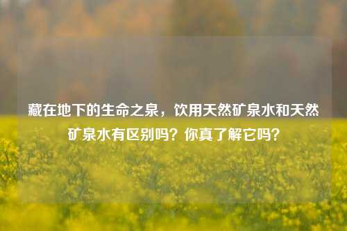 藏在地下的生命之泉,饮用天然矿泉水和天然矿泉水有区别吗?你真了解它吗?
