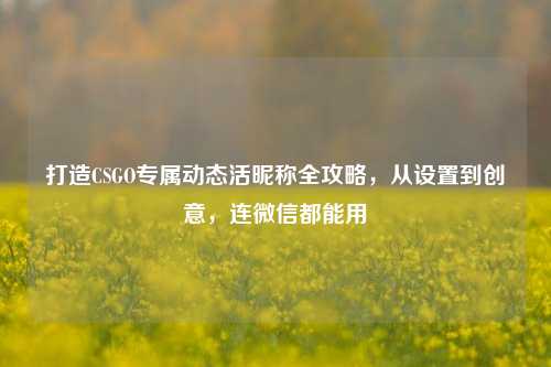 打造CSGO专属动态活昵称全攻略，从设置到创意，连微信都能用