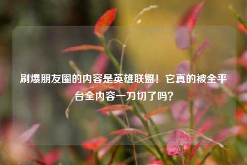 刷爆朋友圈的内容是英雄联盟！它真的被全平台全内容一刀切了吗？