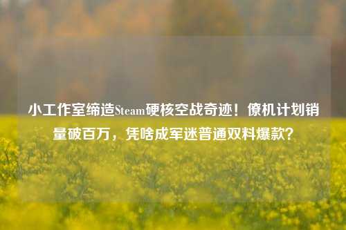 小工作室缔造Steam硬核空战奇迹!僚机计划销量破百万,凭啥成军迷普通双料爆款?