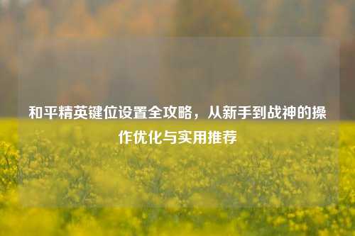 和平精英键位设置全攻略，从新手到战神的操作优化与实用推荐