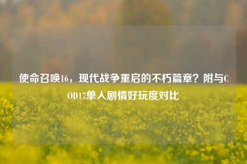 使命召唤16，现代战争重启的不朽篇章？附与COD17单人剧情好玩度对比