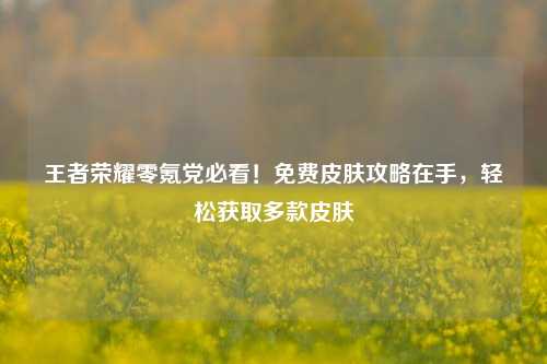 王者荣耀零氪党必看!免费皮肤攻略在手,轻松获取多款皮肤