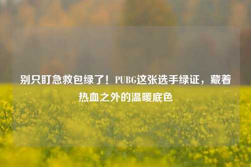别只盯急救包绿了!PUBG这张选手绿证,藏着热血之外的温暖底色