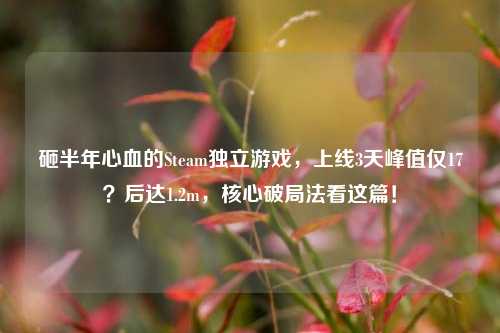 砸半年心血的Steam独立游戏，上线3天峰值仅17？后达1.2m，核心破局法看这篇！