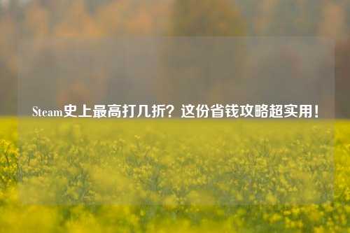Steam史上最高打几折？这份省钱攻略超实用！