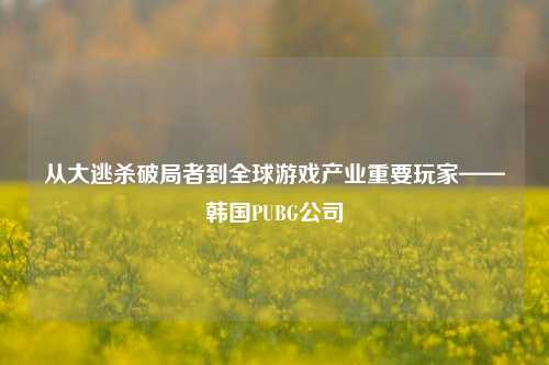 从大逃杀破局者到全球游戏产业重要玩家——韩国PUBG公司