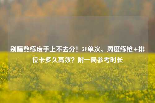 别瞎熬练废手上不去分!5E单次、周度练枪+排位卡多久高效?附一局参考时长
