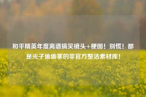和平精英年度离谱搞笑镜头+梗图!别慌!都是光子偷偷塞的非官方整活素材库!