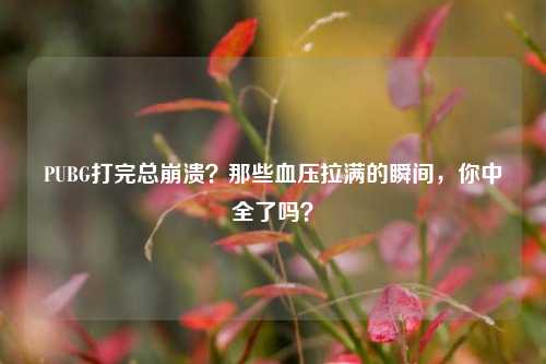 PUBG打完总崩溃？那些血压拉满的瞬间，你中全了吗？