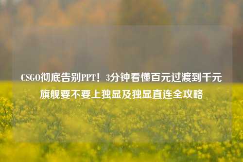 CSGO彻底告别PPT！3分钟看懂百元过渡到千元旗舰要不要上独显及独显直连全攻略