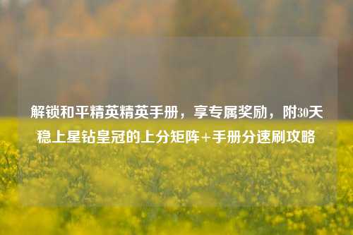 解锁和平精英精英手册，享专属奖励，附30天稳上星钻皇冠的上分矩阵+手册分速刷攻略