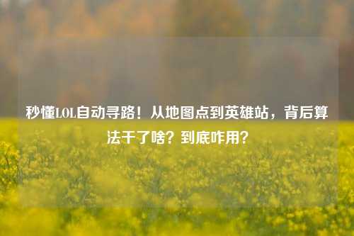 秒懂LOL自动寻路!从地图点到英雄站,背后算法干了啥?到底咋用?