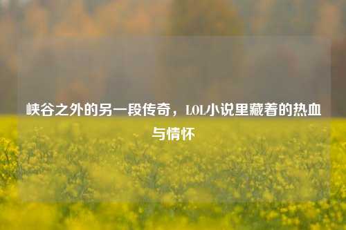 峡谷之外的另一段传奇,LOL小说里藏着的热血与情怀