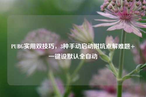 PUBG实用双技巧,3种手动启动附坑点解难题+一键设默认全自动