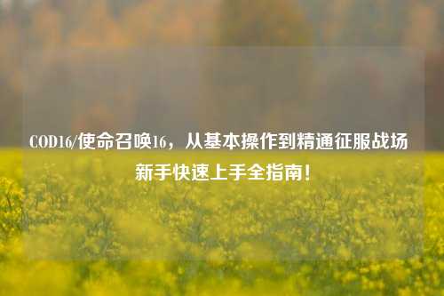 COD16/使命召唤16，从基本操作到精通征服战场 新手快速上手全指南！