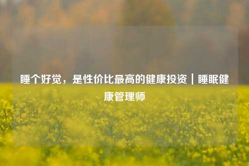 睡个好觉,是性价比最高的健康投资|睡眠健康管理师