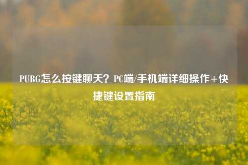 PUBG怎么按键聊天？PC端/手机端详细操作+快捷键设置指南