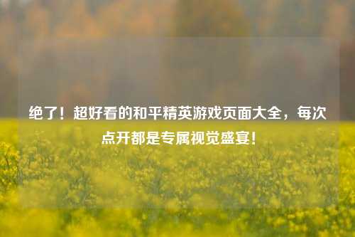 绝了！超好看的和平精英游戏页面大全，每次点开都是专属视觉盛宴！