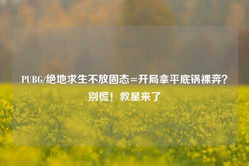 PUBG/绝地求生不放固态=开局拿平底锅裸奔？别慌！救星来了
