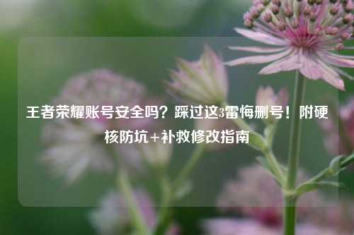 王者荣耀账号安全吗?踩过这3雷悔删号!附硬核防坑+补救修改指南