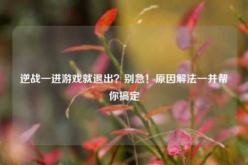 逆战一进游戏就退出？别急！原因解法一并帮你搞定