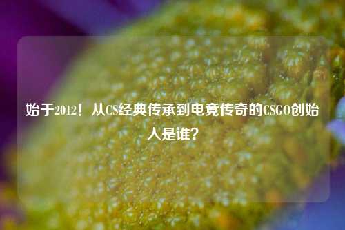 始于2012！从CS经典传承到电竞传奇的CSGO创始人是谁？