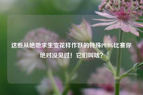 这些从绝地求生变花样作妖的特殊PUBG比赛你绝对没见过！它们叫啥？