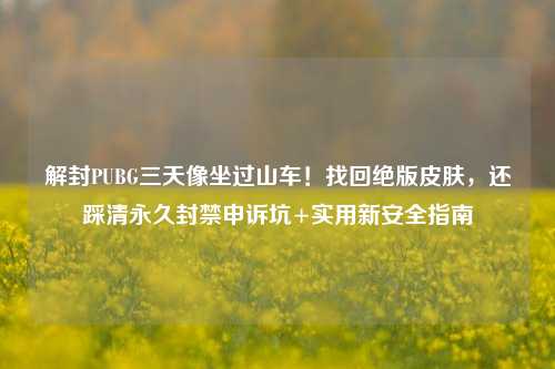 解封PUBG三天像坐过山车！找回绝版皮肤，还踩清永久封禁申诉坑+实用新安全指南