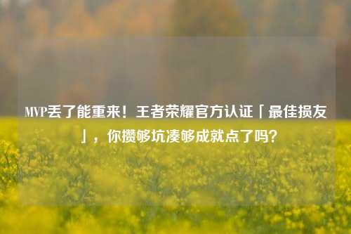 MVP丢了能重来!王者荣耀官方认证「最佳损友」,你攒够坑凑够成就点了吗?