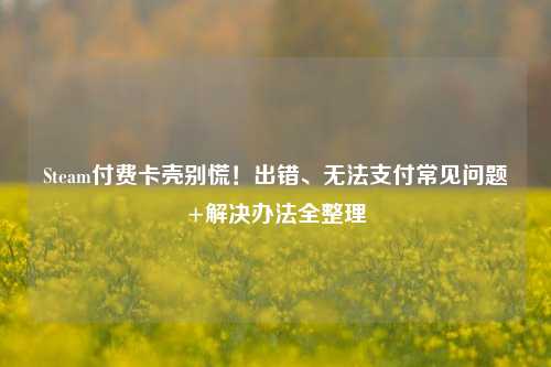 Steam付费卡壳别慌!出错、无法支付常见问题+解决办法全整理