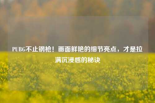 PUBG不止钢枪！画面鲜艳的细节亮点，才是拉满沉浸感的秘诀