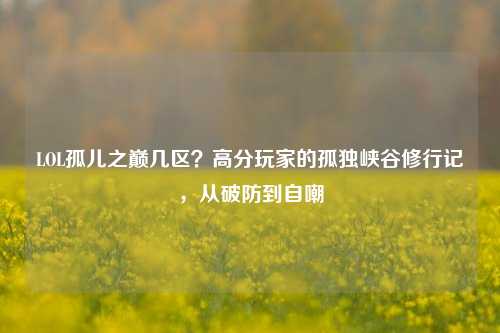 LOL孤儿之巅几区?高分玩家的孤独峡谷修行记,从破防到自嘲