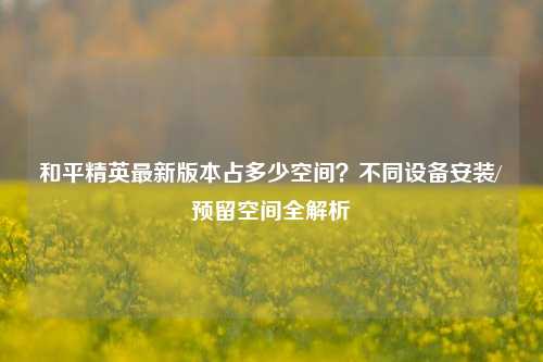 和平精英最新版本占多少空间？不同设备安装/预留空间全解析