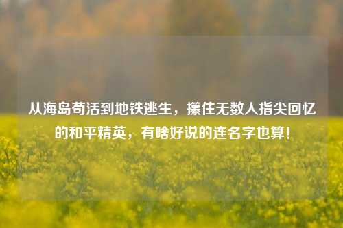 从海岛苟活到地铁逃生，攥住无数人指尖回忆的和平精英，有啥好说的连名字也算！