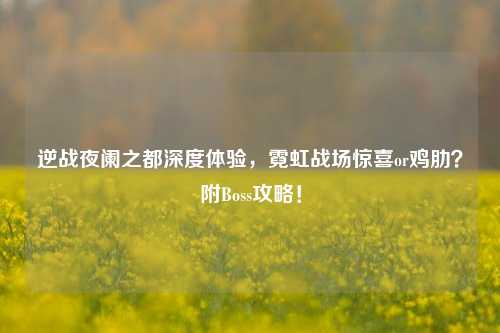 逆战夜阑之都深度体验，霓虹战场惊喜or鸡肋？附Boss攻略！