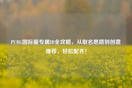 PUBG国际服专属ID全攻略,从取名思路到创意推荐,轻松配齐!