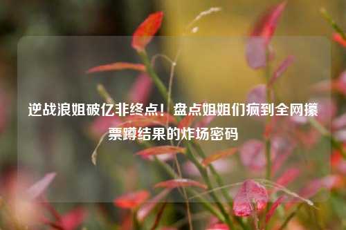 逆战浪姐破亿非终点!盘点姐姐们疯到全网攥票蹲结果的炸场密码