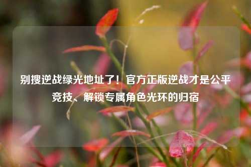 别搜逆战绿光地址了!官方正版逆战才是公平竞技、解锁专属角色光环的归宿