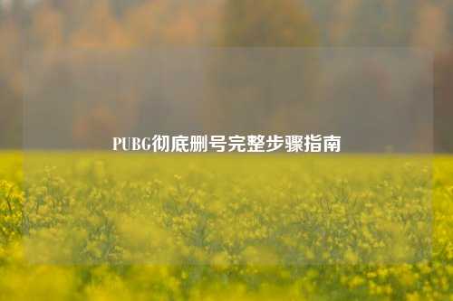 PUBG彻底删号完整步骤指南