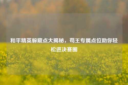 和平精英躲藏点大揭秘，苟王专属点位助你轻松进决赛圈