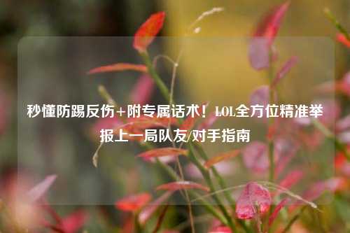 秒懂防踢反伤+附专属话术!LOL全方位精准举报上一局队友/对手指南