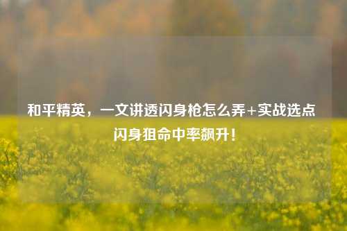 和平精英，一文讲透闪身枪怎么弄+实战选点 闪身狙命中率飙升！