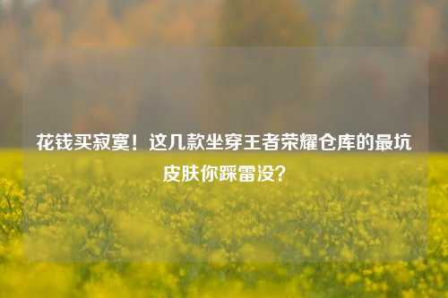 花钱买寂寞！这几款坐穿王者荣耀仓库的最坑皮肤你踩雷没？