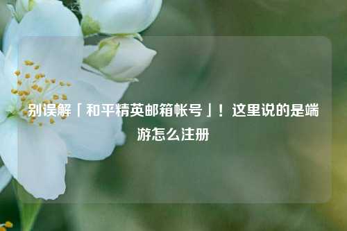 别误解「和平精英邮箱帐号」！这里说的是端游怎么注册