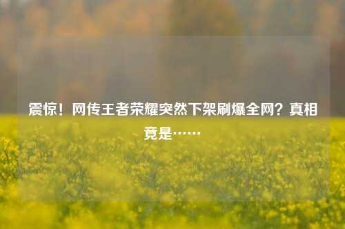 震惊!网传王者荣耀突然下架刷爆全网?真相竟是……