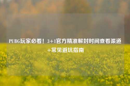 PUBG玩家必看!3+1官方精准解封时间查看渠道+常见避坑指南