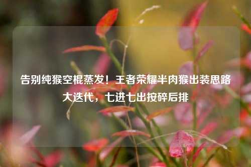 告别纯猴空棍蒸发！王者荣耀半肉猴出装思路大迭代，七进七出按碎后排