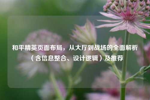和平精英页面布局，从大厅到战场的全面解析（含信息整合、设计逻辑）及推荐